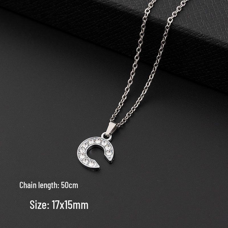 European & American Diamond Letter Pendant Necklace for Women - Stainless Steel Jewelry