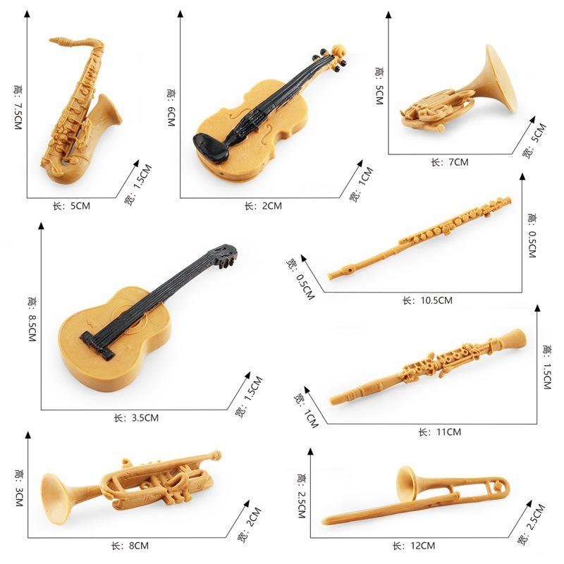 Simulation Musical Instrument Set Horn Trombone Clarinet Flute Saxophone Violin Guitar Model Static Ornament