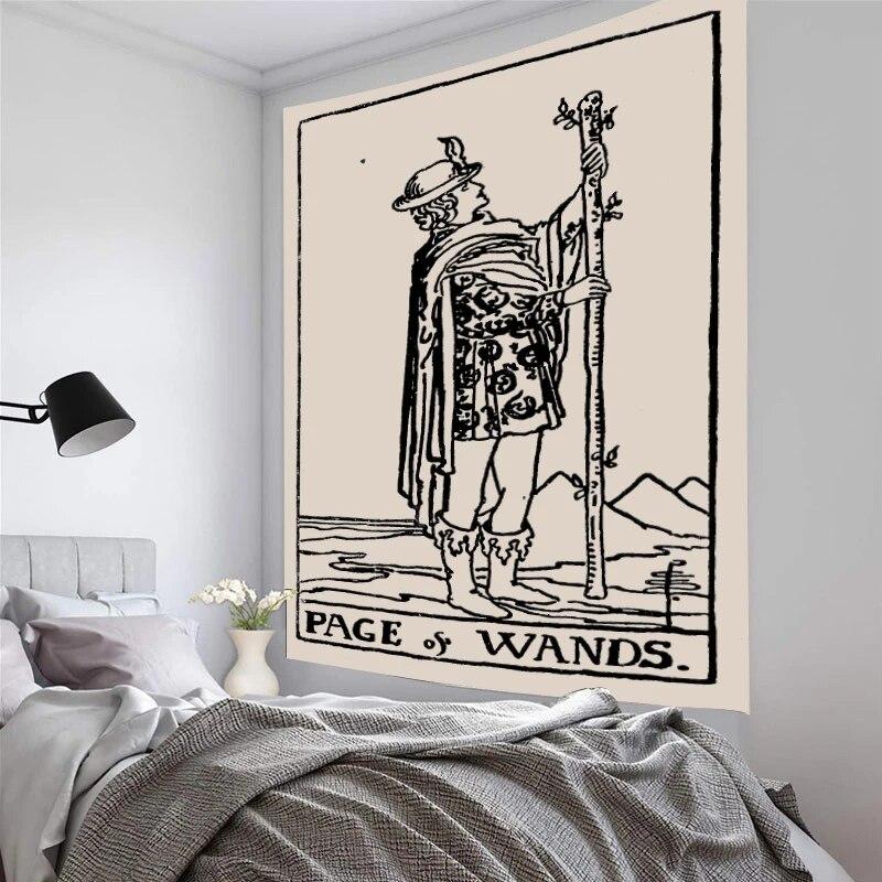 Mandala Karta Tarota Gobelin Wisząca na Ścianie Gobelin Słońce Księżyc Astrologia Czary Wróżenie Tkanina Dywan Dekoracja Domu