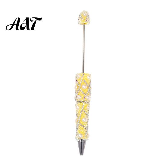 Handgemachter Schmuck Geschenkideen DIY Stift zum Bestücken mit Perlen, Glitzernde Strasssteine und Kunstperlen Perlen-Kreativgeschenke für Schwestern Schwarzer Kugelschreiber Büro