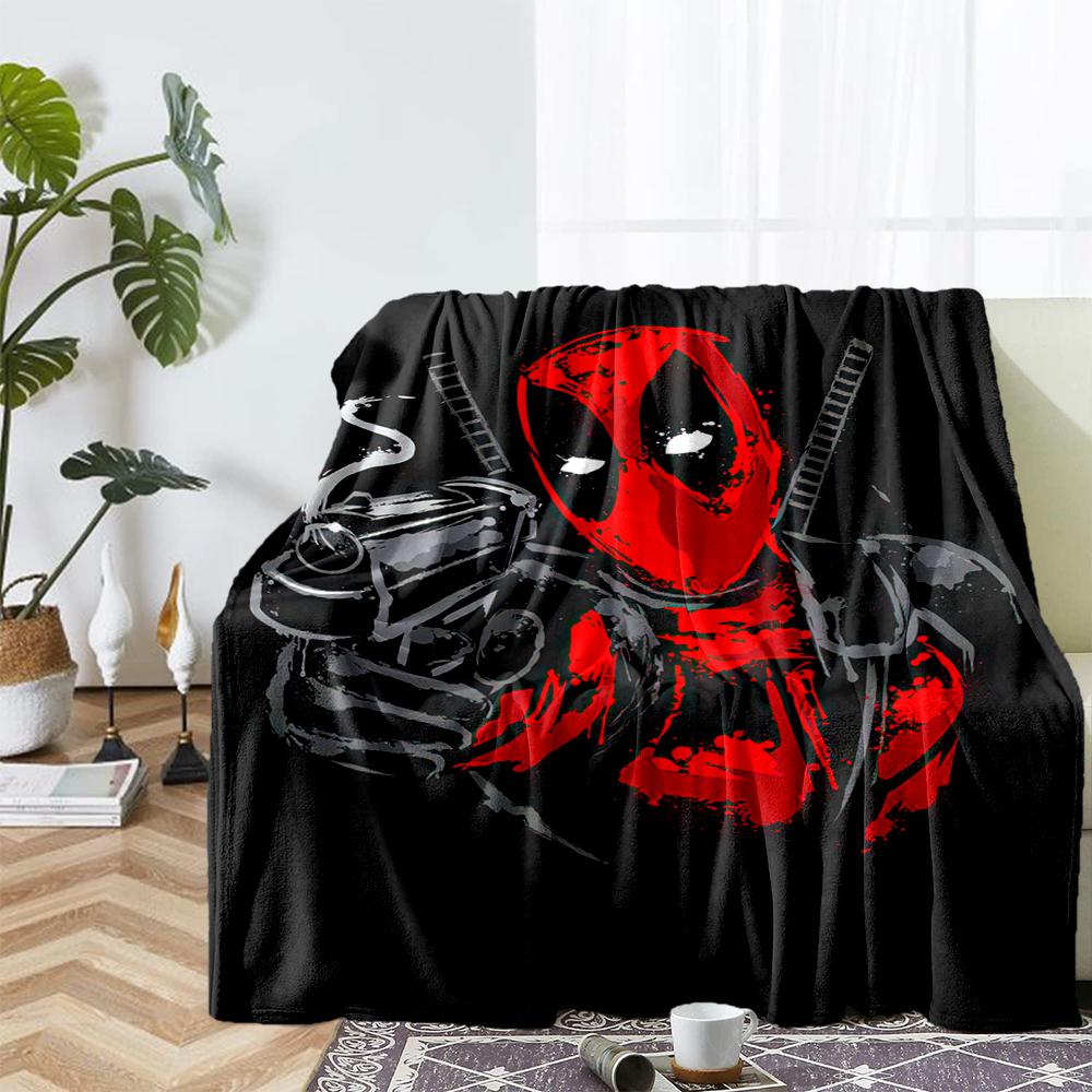 Deadpool Theme Printed Blanket - Perfect for Couch, Bed, Travel & Outdoor Use | Machine Washable, Cozy & Durable.