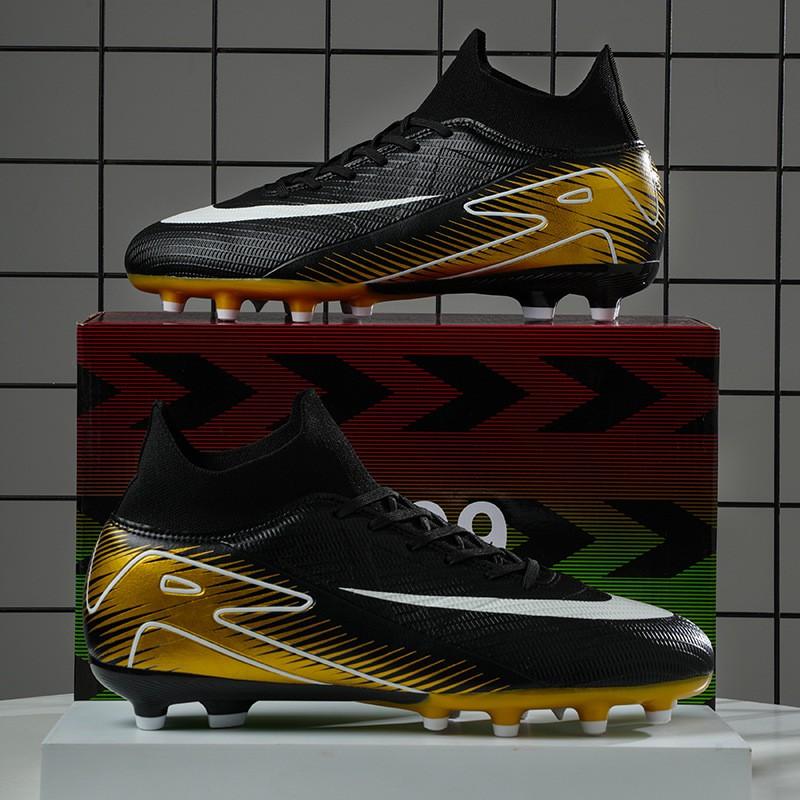 High-Cut Football Cleats Men Women Flyknit Upper Rubber Sole Suitable Turf Indoor Outdoor Fields