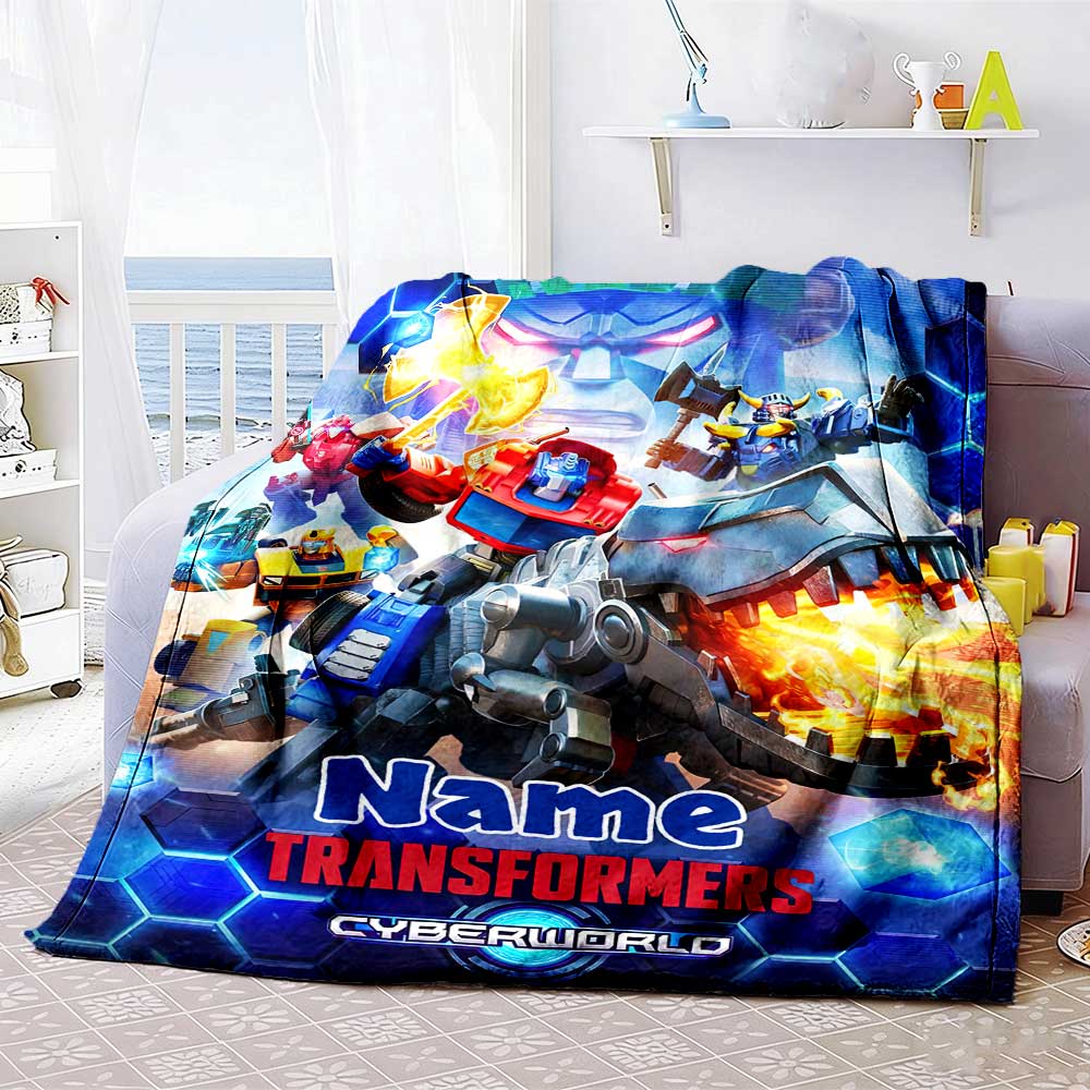 Transformers Fans (2) Customize Text Blanket Throw Customizable Blanket Soft & Cozy Perfect for Chair Livingroom Home Decor Bed All-Season Use