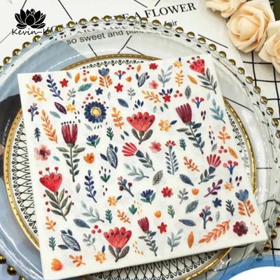 Disposable Party Napkin Double Layer 20 Pieces/Pack Fresh Flowers and Plants