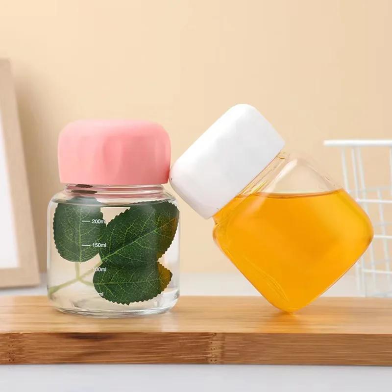 300ml Transparent Glass Water Bottles Cute Mini Portable Heat Resistant Juice Milk Flower Tea Mug for Kids Girls Home Drinkware