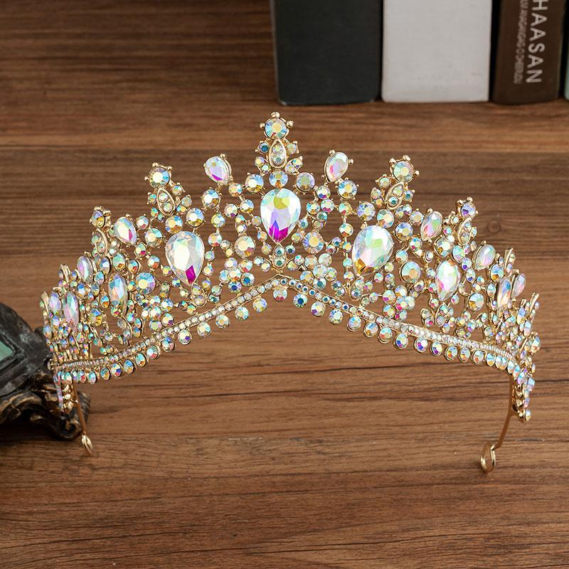 Gorgeous Crystal AB Bridal Jewelry Sets Fashion Tiaras Earrings Necklaces Set for Women Wedding Dress Crown Jewelry Set