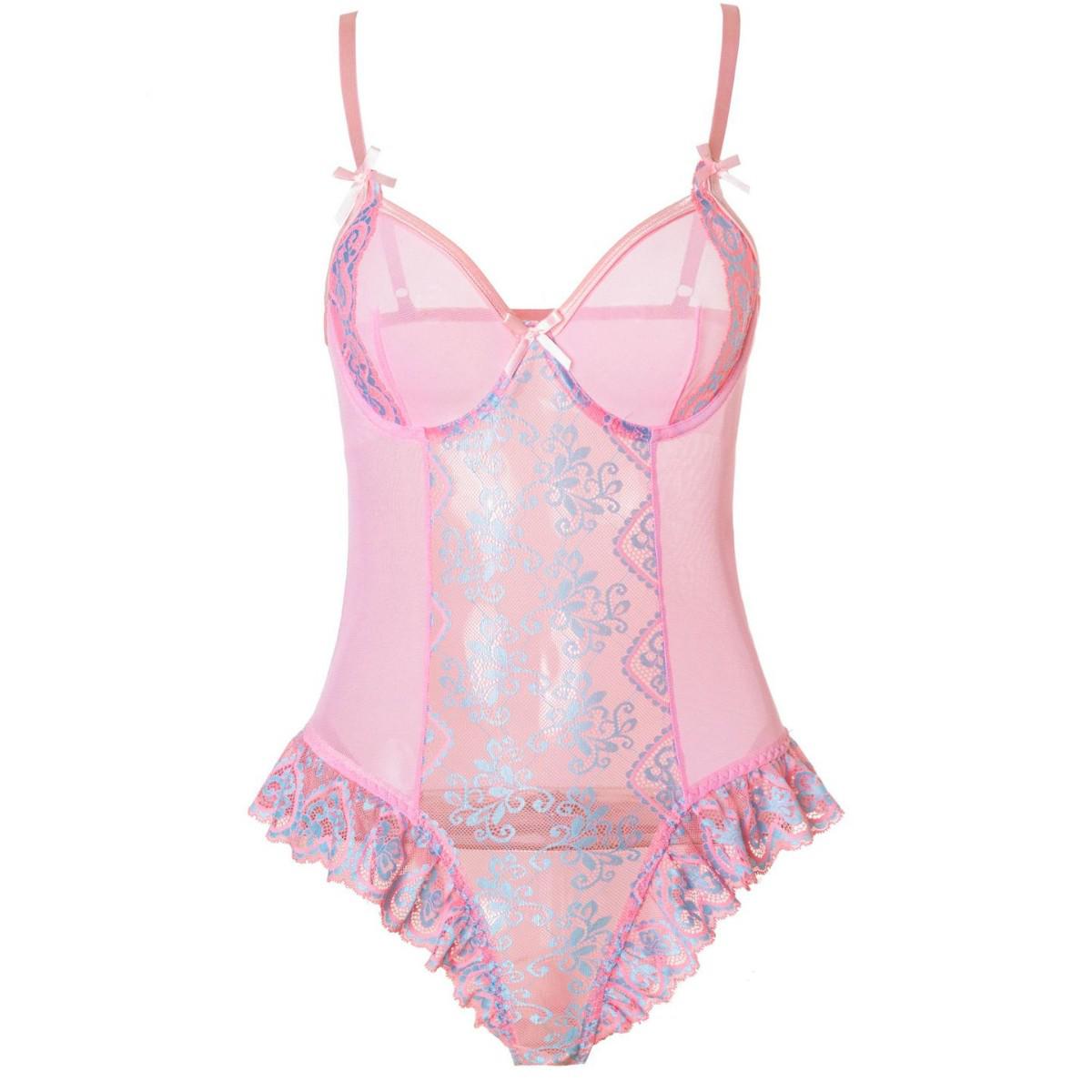 

Милый кружевной боди для девочки с французскими рюшами и сеткой Medium