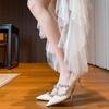 French Beautiful Wedding Shoes Rhinestone Pointed Nude High Heels with Stiletto Single Shoes Gentle Evening Shoes 2025