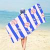 Blue White Stripe Shell Starfish Beach Towel Ocean Animal Theme Quick Dry Microfiber Towel For Summer Pool