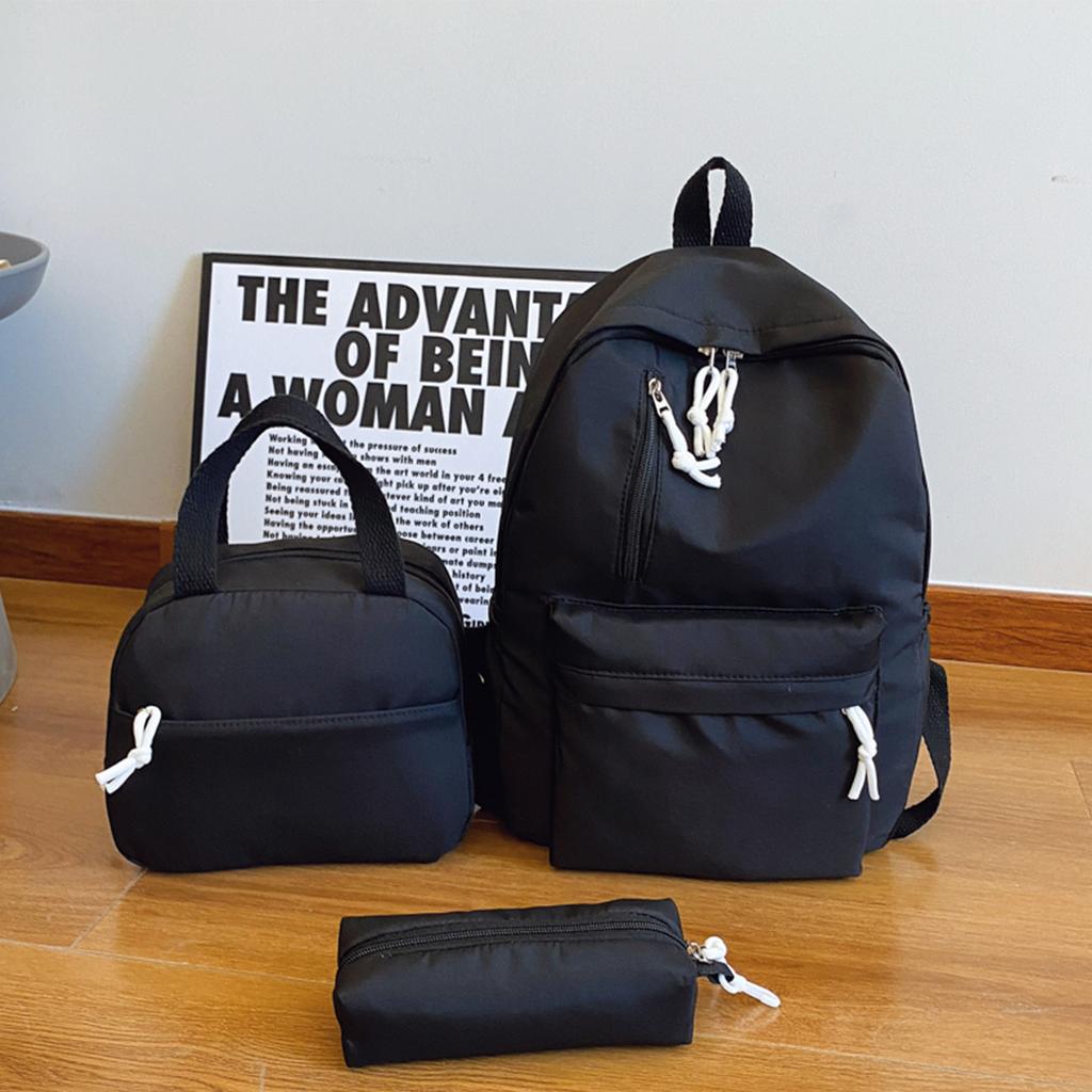 3 pcs Minimalist Backpack kit: Solid Color Backpack&handbag&Pencil Organizer Nylon Multi-Pocket For University Backpack Purse