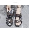 Men's Beach Sandals Fashion Plaid Breathable Casual Shoes Slip-On Summer New Youth Slipper for Men Two Threading Methods
