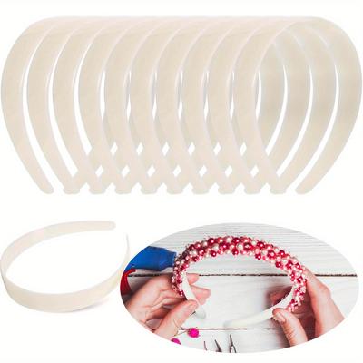 20pcs 1 Inch Plain Blank White Plastic Headbands – No Teeth Hair Bands for Women, Ideal for Jewelry Making, DIY Crafts, Small Business & Gift Giving