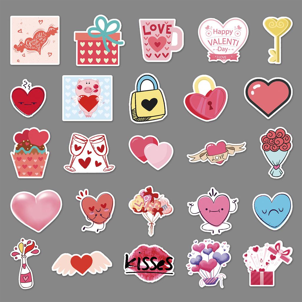 100 personalisierte Cartoon-DIY-Graffiti-Aufkleber zum Valentinstag für Gepäckraum, Laptop, Auto