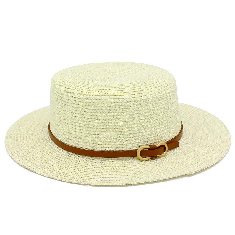 Hochwertiger Französischer Sommerhut Mode Flacher Oberteil Panama Strohhut Sonnen Strandhut Stand