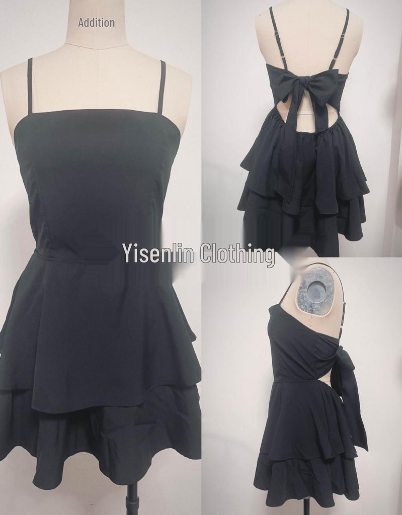 2024 European & American Style Backless Bow Sling Mini Dress