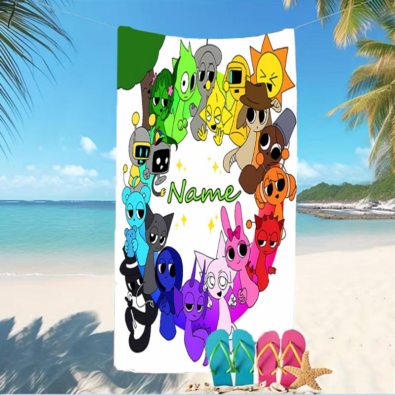 Customizable personalized beach towels Game Sprunki themed designs.Suitable for the beach, yoga, sports;ideal as beach accessories