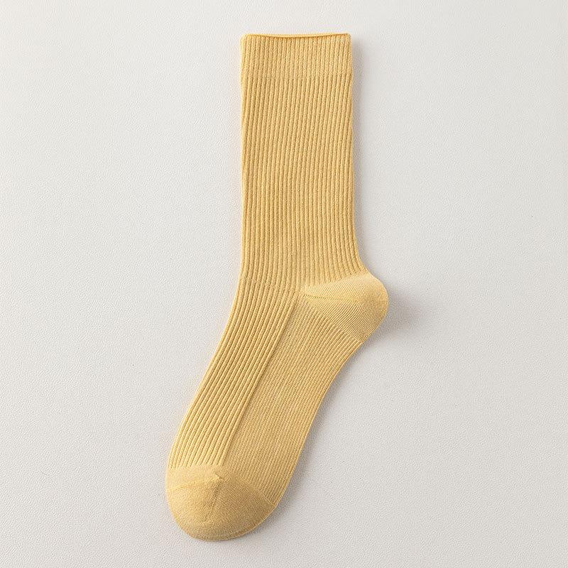 Ladies Spring and Autumn with Pure Color Simple Boneless Long Pile Pile Cotton Socks