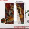 Artistic Tiger Pattern Curtains Digital Printing Realistic Orange Black Stripes Background Bold Living Room Decor Set Of 2 Made Polyester Area