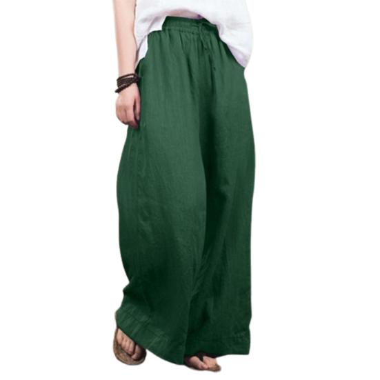Women Pants Mid Waist Loose Fit Solid Color Wide Leg Lady Trousers for Daily Wear