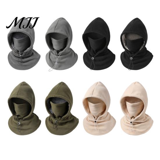 Warm Hiking Hooded Mask Unisex Flannel Balaclava with Drawstring, Ski Hat, Fleece Lined Windproof Winter Commuting Head Gear Face Neck Warmer
