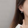 925 Silver Red Asymmetric Love Heart Earrings Sweet Peach Jewelry For Women Wedding Party Fashion