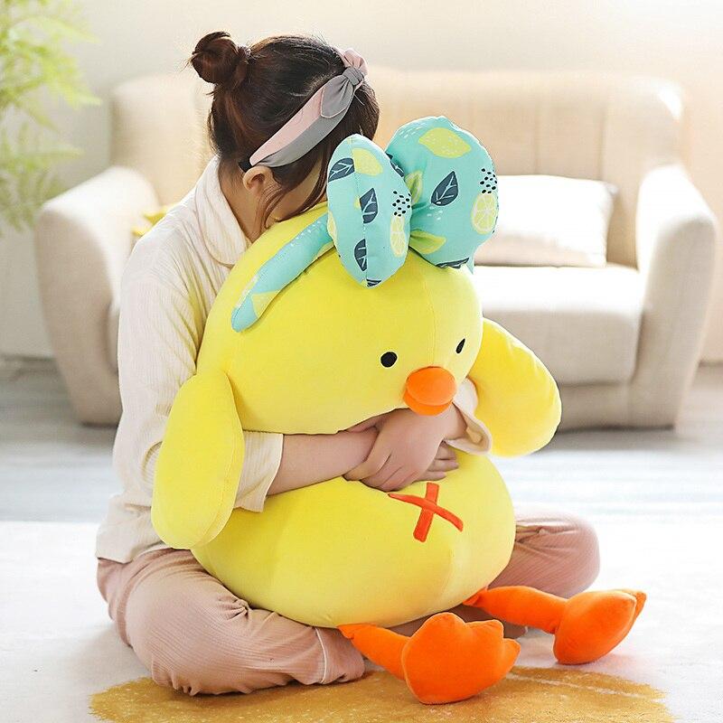 28 /50 /70cm Kawaii Chicken With Bow Plush Doll Baby Soft Stuffed Sleeping Chicken Pillow Animal Plush Toys Kids Cartoon Gifts