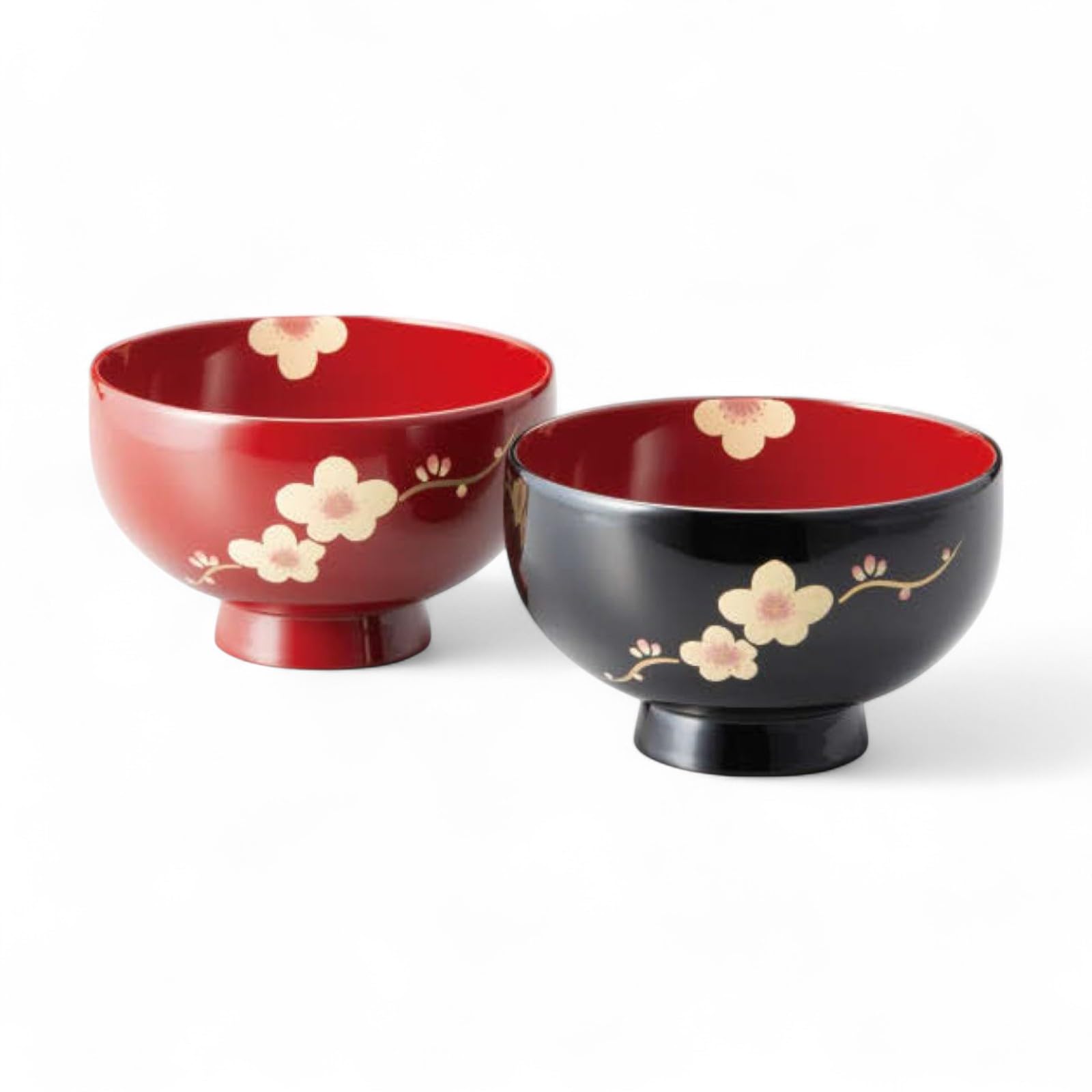 

Family Set of 2 Lacquerware Dishwasher Made in Japan J-kitchens Bowls, Hand-Painted, Safe, PID-636741,