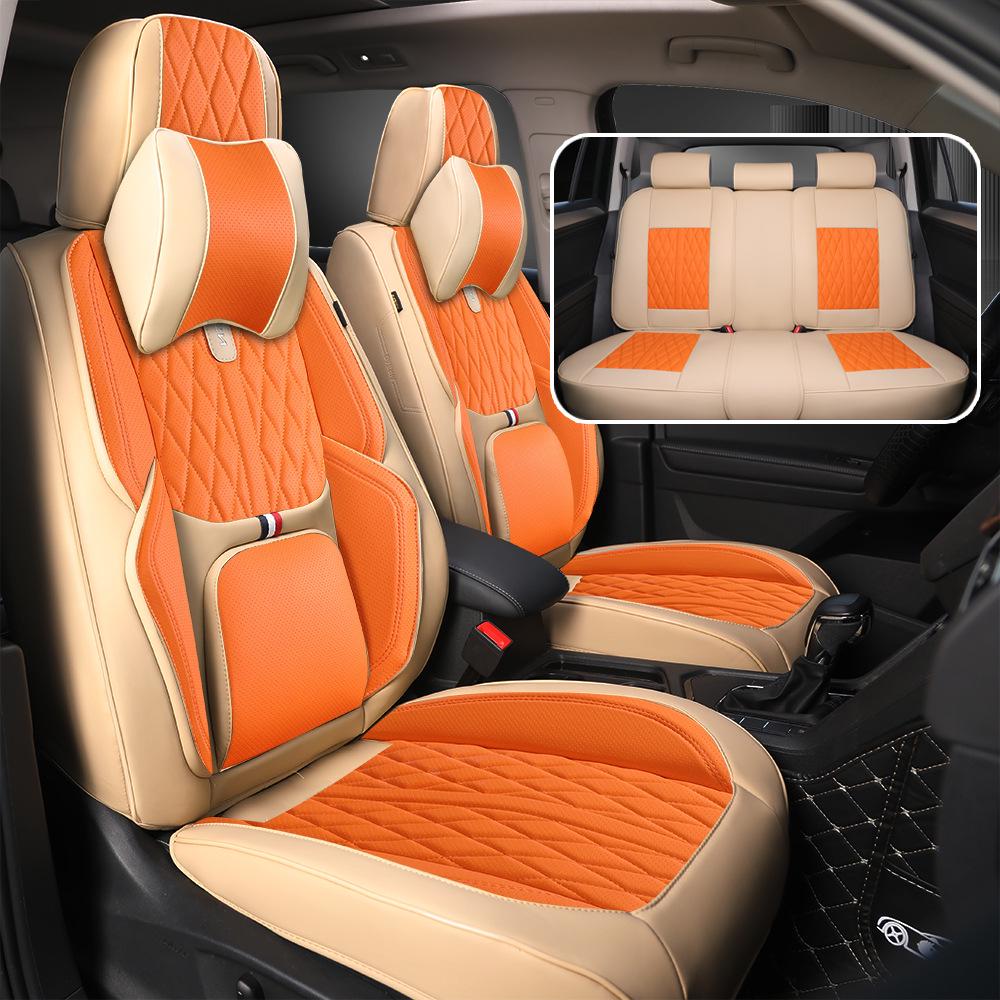Universal Nappa Leather Car Seat Cushion Set: All-Season, Full Surround, Five-Seat Cover