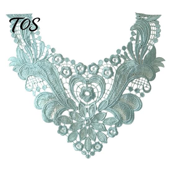 Fashion Neckline Enhancement Floral Lace Collar Insert, Embroidery V-neck Applique, Elegant Crafting Materials for Garments Hollow Petal Design,