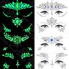 New Diamond Face Stickers Luminous European and American Halloween Face Tattoo Stickers Explosive Eye Stickers Eyebrow Stickers 4 Combinations