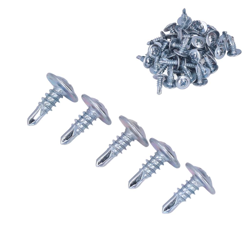 50PCS Round Head Drill Screw Set Carbon Steel Galvanized Self Drilling Screws 4.2x13mm Washer