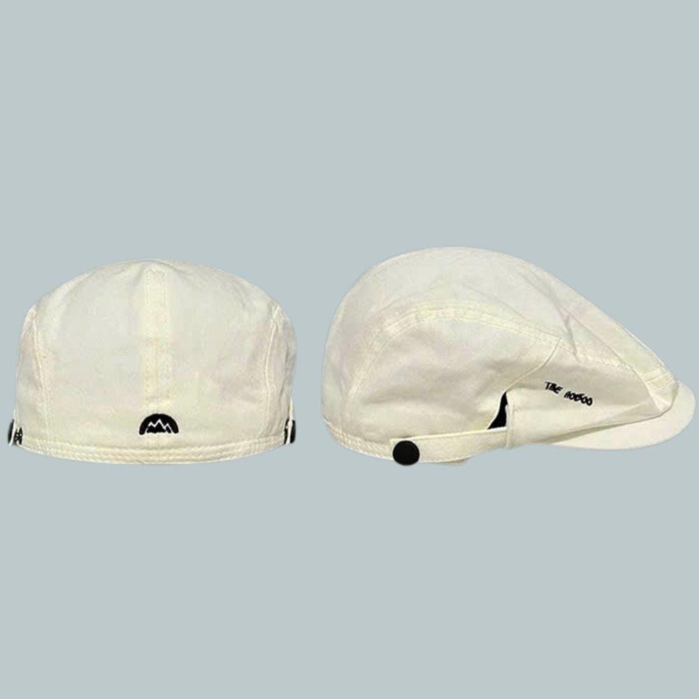 Spring Summer Embroidery Beret Hat Vintage Front Back Wear Flat Hat Cotton Soft Gatsby Cap Unisex