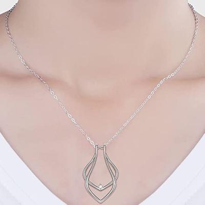 Women Ring Holder Pendant Necklace Adjustable Length Necklace Ring Keeper Wife Girlfriend Necklace Birthday Gift