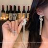 Cold Style Silver Long Fringed Earrings Femininity Round Face Thin Earrings Exaggerated Personality Ears