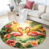 Flamingos Sunset Beach Round Area Rug,Carpet Rug for Living Room Bedroom Sofa Playroom Decor,Non-slip Floor Mat