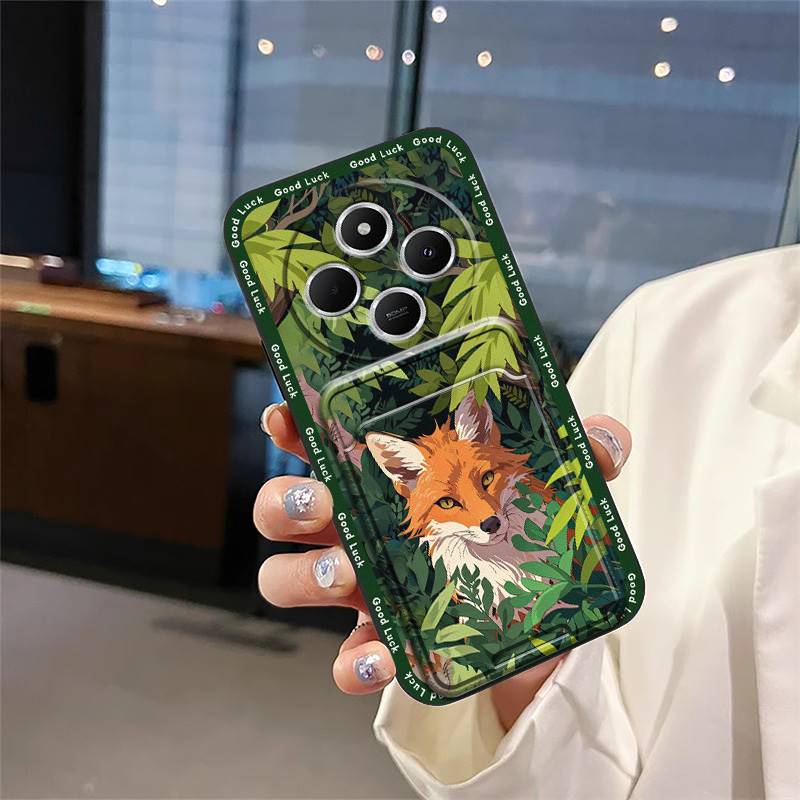 Fashion Design Back Cover Phone Case For Redmi A4 5G Cartoon Card Bag Cover Waterproof Dirt-resistant Silicone TPU Cute