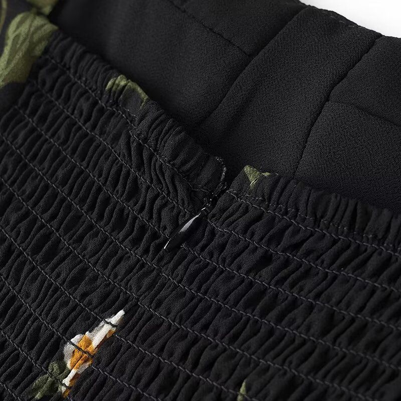 Kaslead New Arrival Women's Clothing Fashion Style Fashion Casual Wide Shoulder Straps Print Short Dress