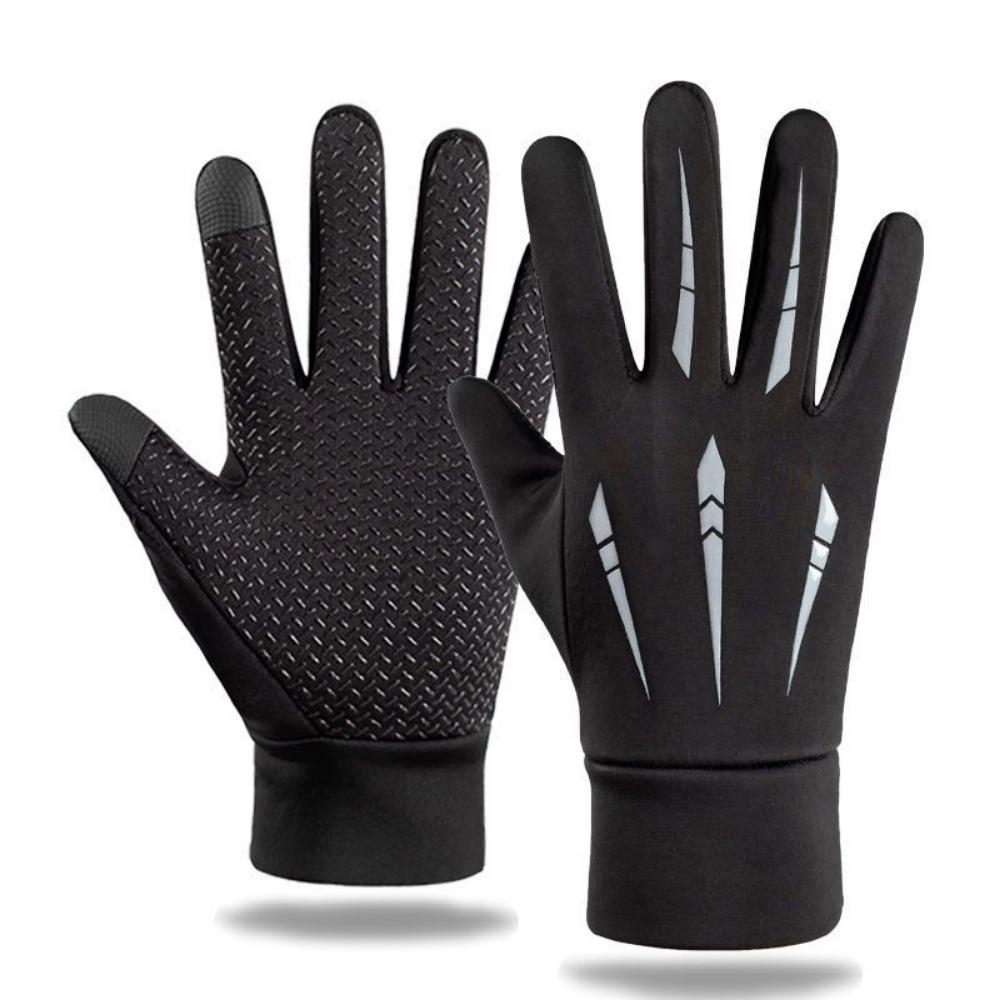Autumn and Winter Men's Leather Gloves PU Touch Screen Waterproof, Windproof and Warm Adult Velvet Driving Full Finger Outdoor Riding