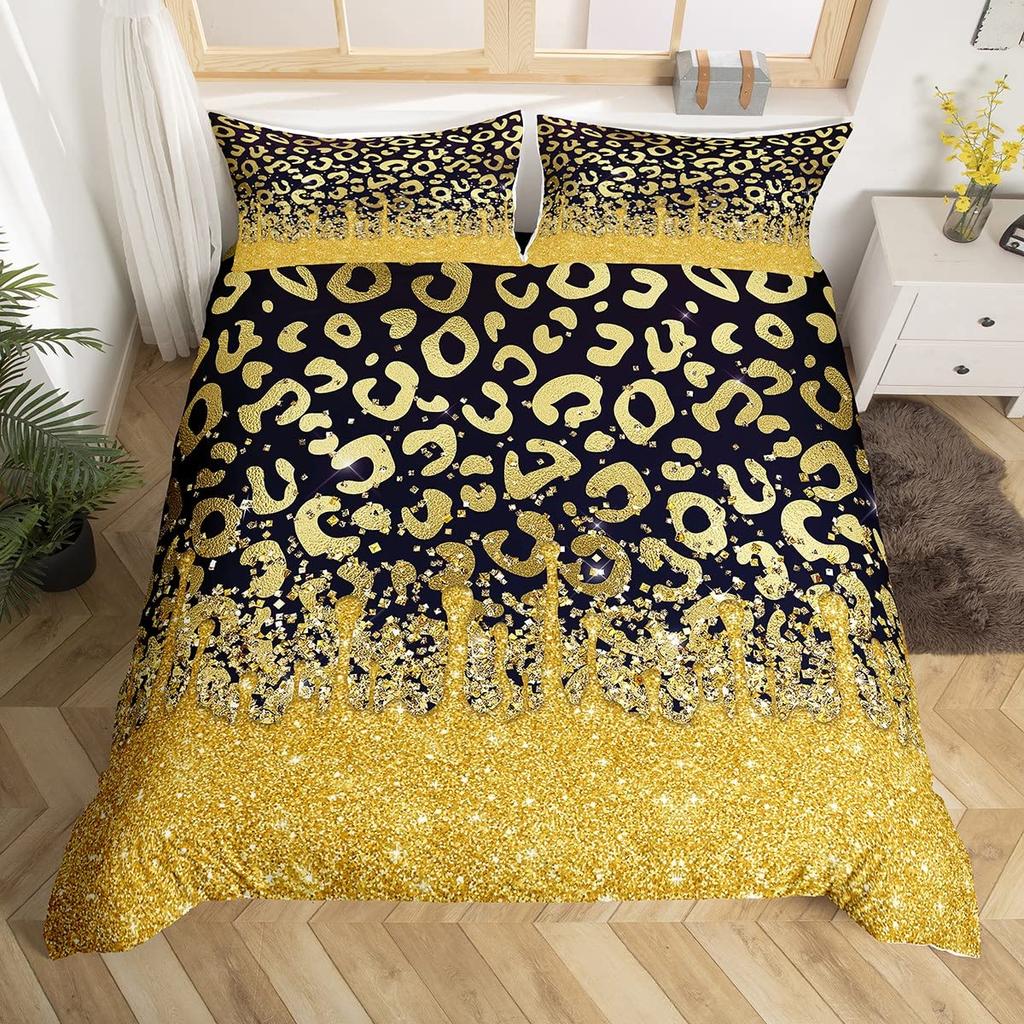 Gepardmønster King Queen Sengetøy Sett Sommerfugl Dynetrekk Dyrepels Dynetrekk Jungel Dyreliv Hud Polyester Dynetrekk