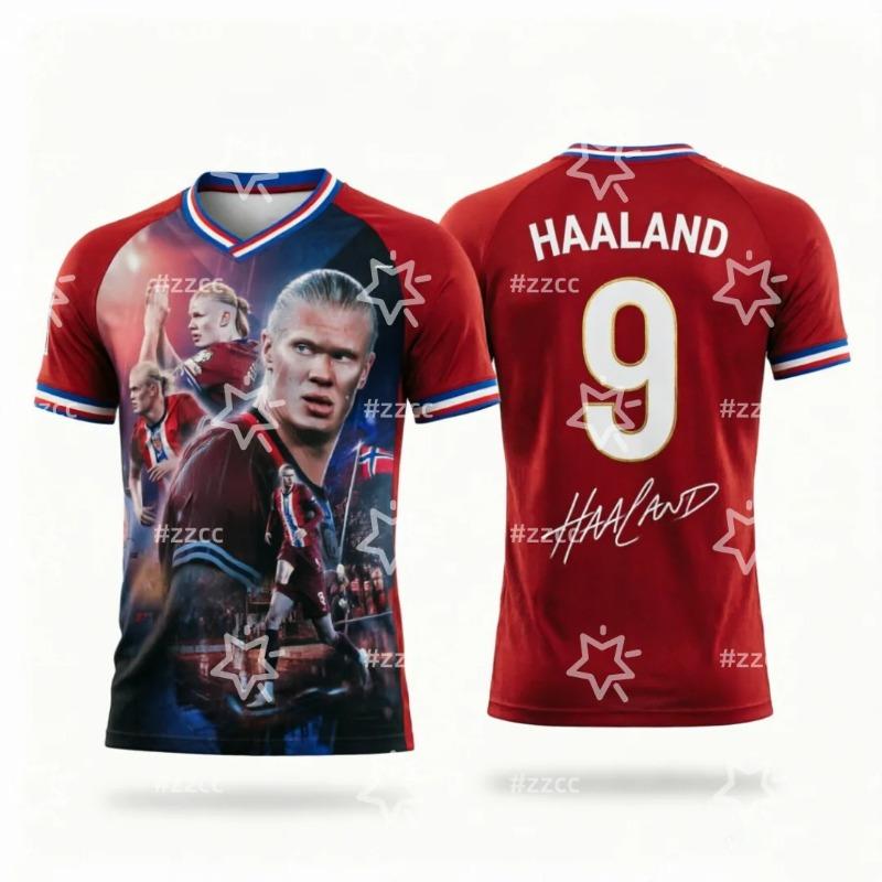 2026 Norwegen Fußballtrikot Haaland Nr. 9 Match Training Herren Kinder Jugend T-Shirt Oberteil Sommer Fußball Fan Sportbekleidung XL