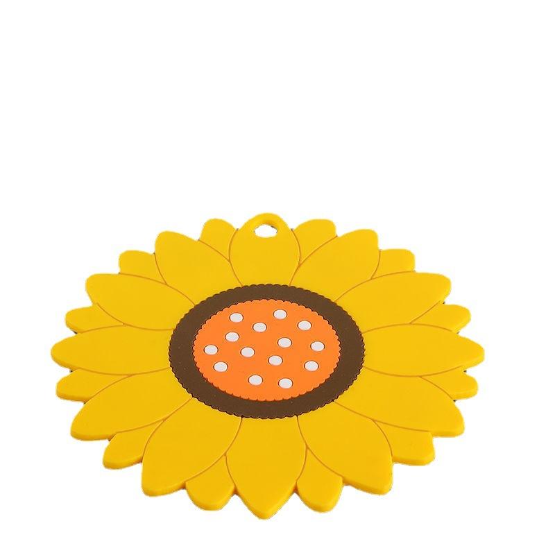

Подставка для кастрюль из ПВХ с изображением подсолнуха, противоскользящая подставка для чашки, коврик для миски, термостойкая подставка для сковороды, аксессуары для кухонной столешницы 20cm
