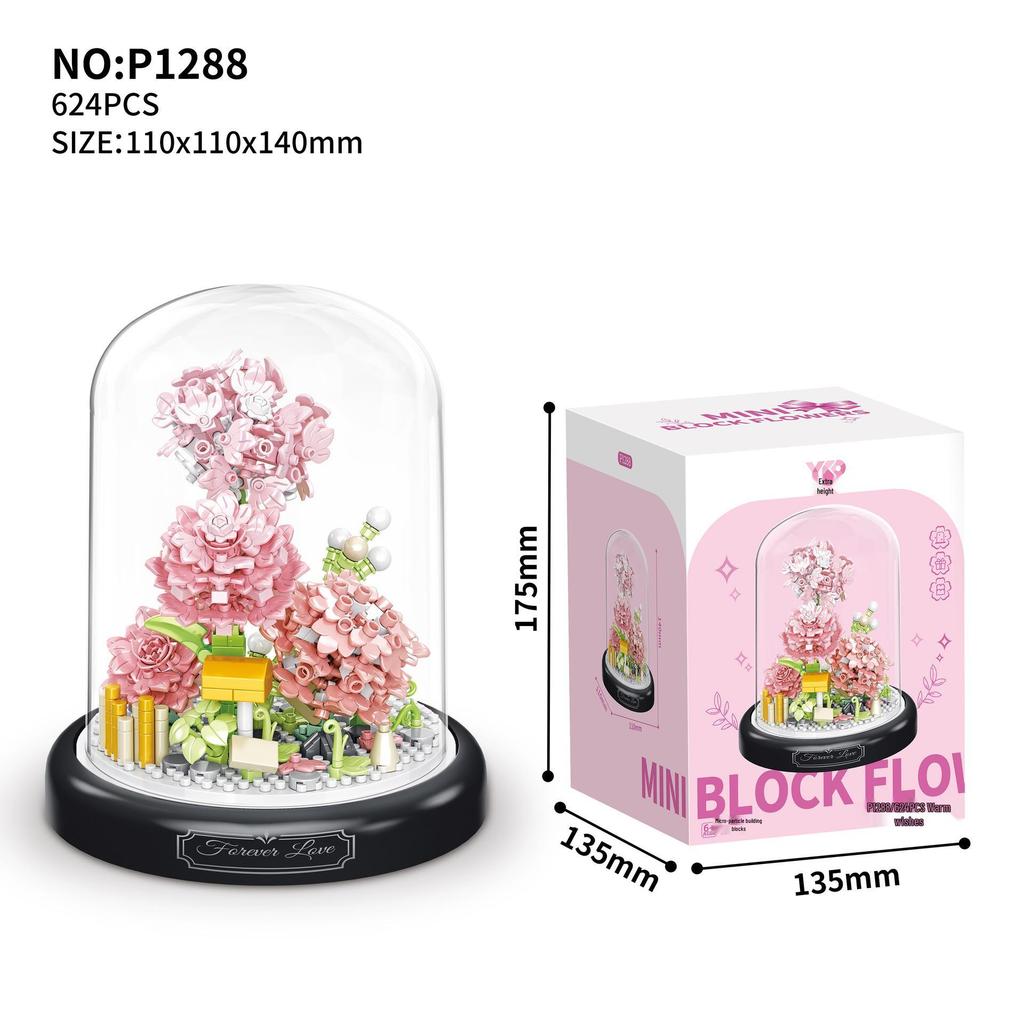 Ewiger Rosenstrauß Bausteine - Kompatibel mit Lego, Perfektes Geburtstagsgeschenk für Mädchen