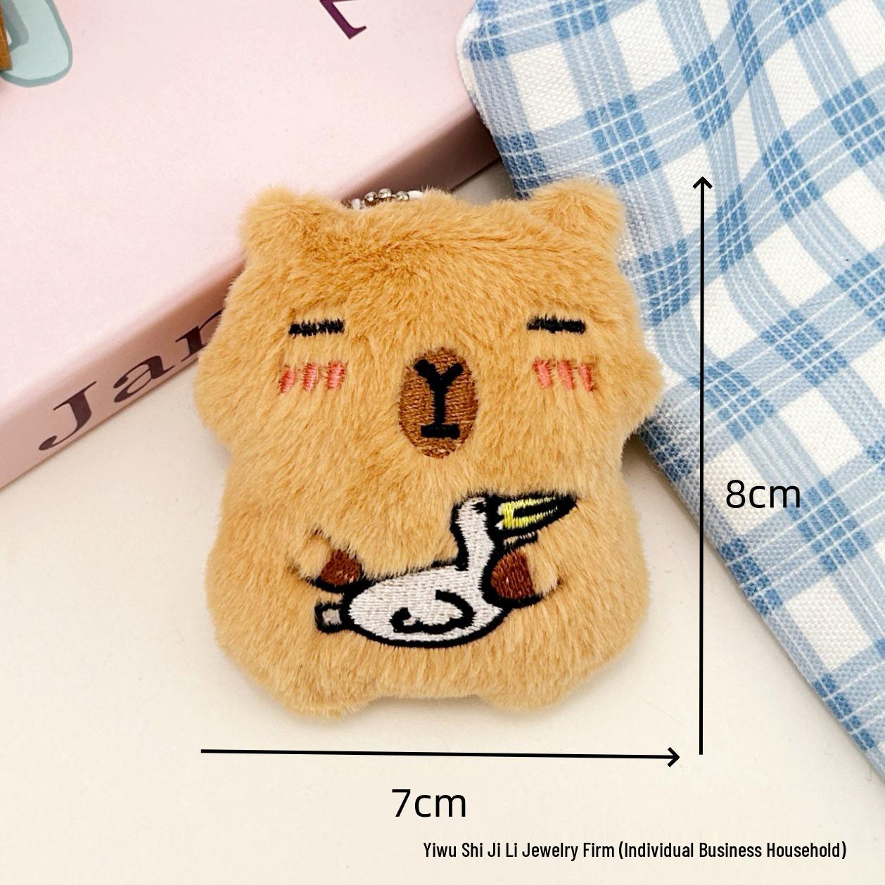 Cartoon Capybara Milk Tea Squeaky Pendant Plush Keychain Accessory