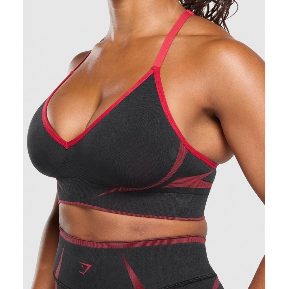 Gymshark Apex Lift Seamless Sports Bra Black Carmine Red B4b3j Bb4j