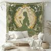 Olive Green Goddess Lotus Tapestry Light Luxury Bohemian Hanging Cloth Living Room Background Cloth Room Decoration