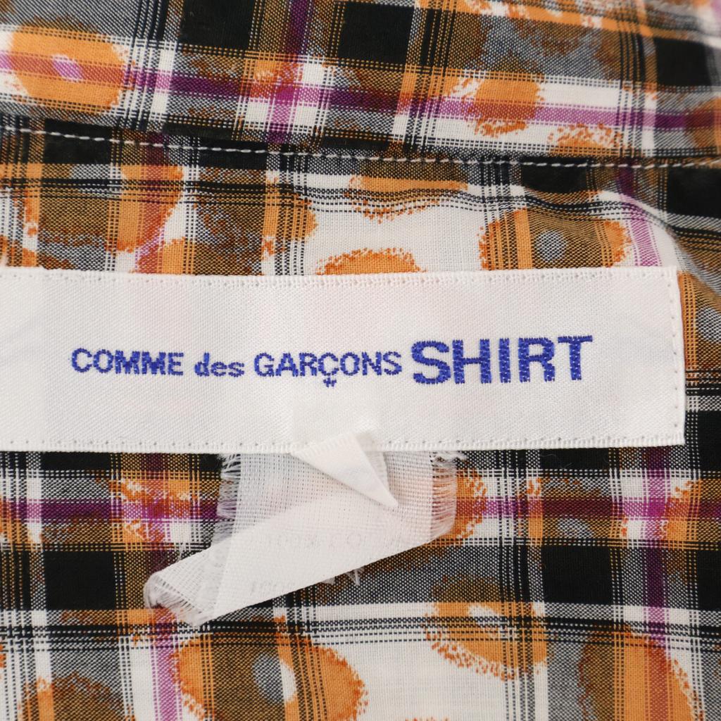 COMME Des GARCONS SHIRT S20031 Orange Cotton Check X Leopard Print Short Sleeve Shirt Tops M Orange blackUsed
