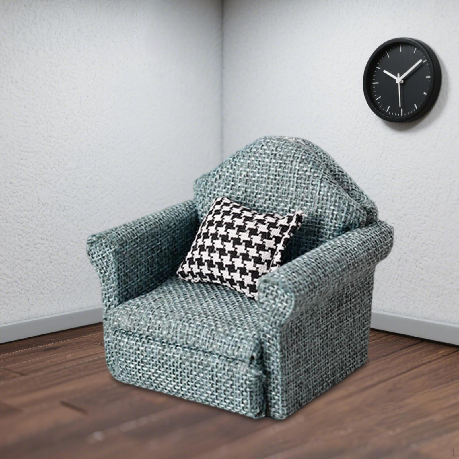 

1/12 Dollhouse Miniature Sofa Armchair Chair Cushion in with Vintage Design And Cozy Atmosphere темно-зелений колір