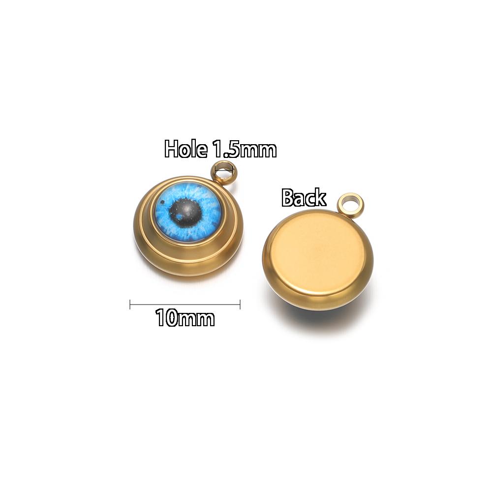 10 Stück Edelstahl 10mm Blaue Augen Abstandshalter Anhänger für DIY Boho Schmuckherstellung Halsketten Zubehör Armband Ohrringe Verbinder