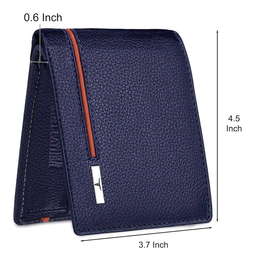 Stag Blue/Orange Leather Wallet for Men