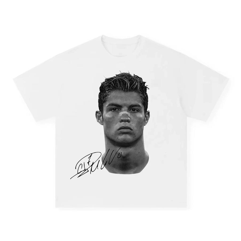 Collezione Stelle del Calcio Stampa T-shirt a Maniche Corte Girocollo Abbigliamento Streetwear Stampa Moda Maglietta Casual Oversize